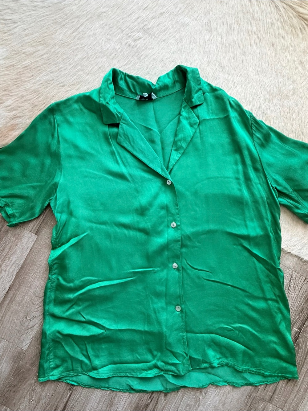 FRNCH Emerald Green Short Sleeve Button-Down Shirt